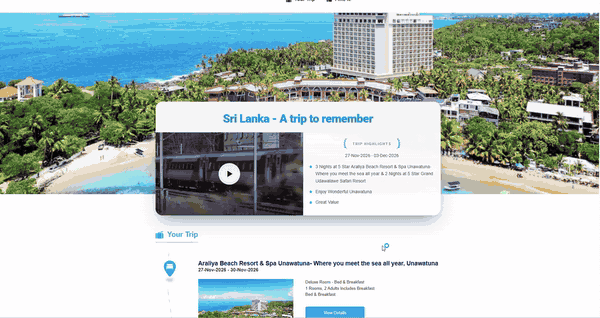 Example of a personalised Room-Res customer quote with custom travel imagery