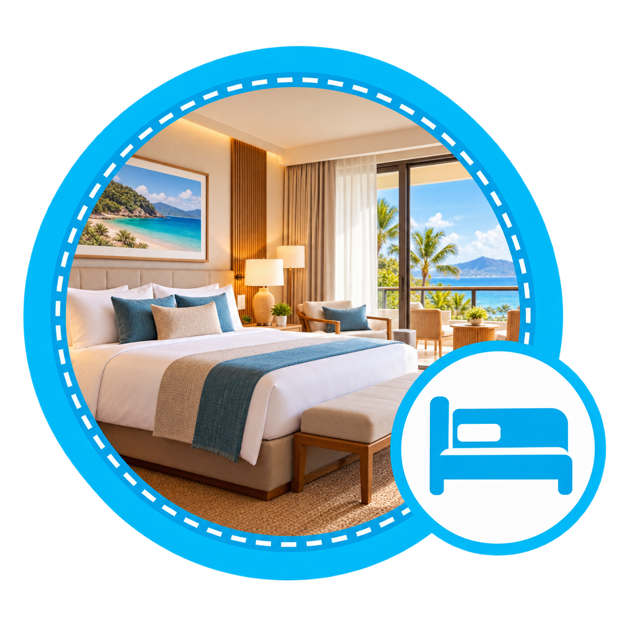 Hotel room with a bed symbol